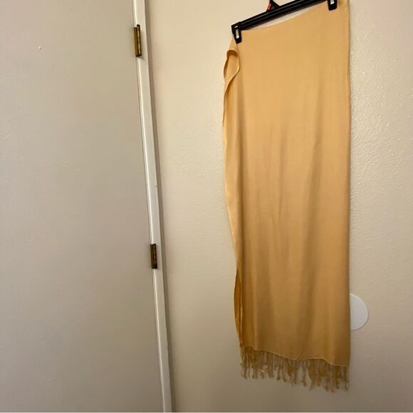 Tan beige large oversized fringe Pashmina Scarf Wrap Shawl 24x96 - Picture 3 of 10